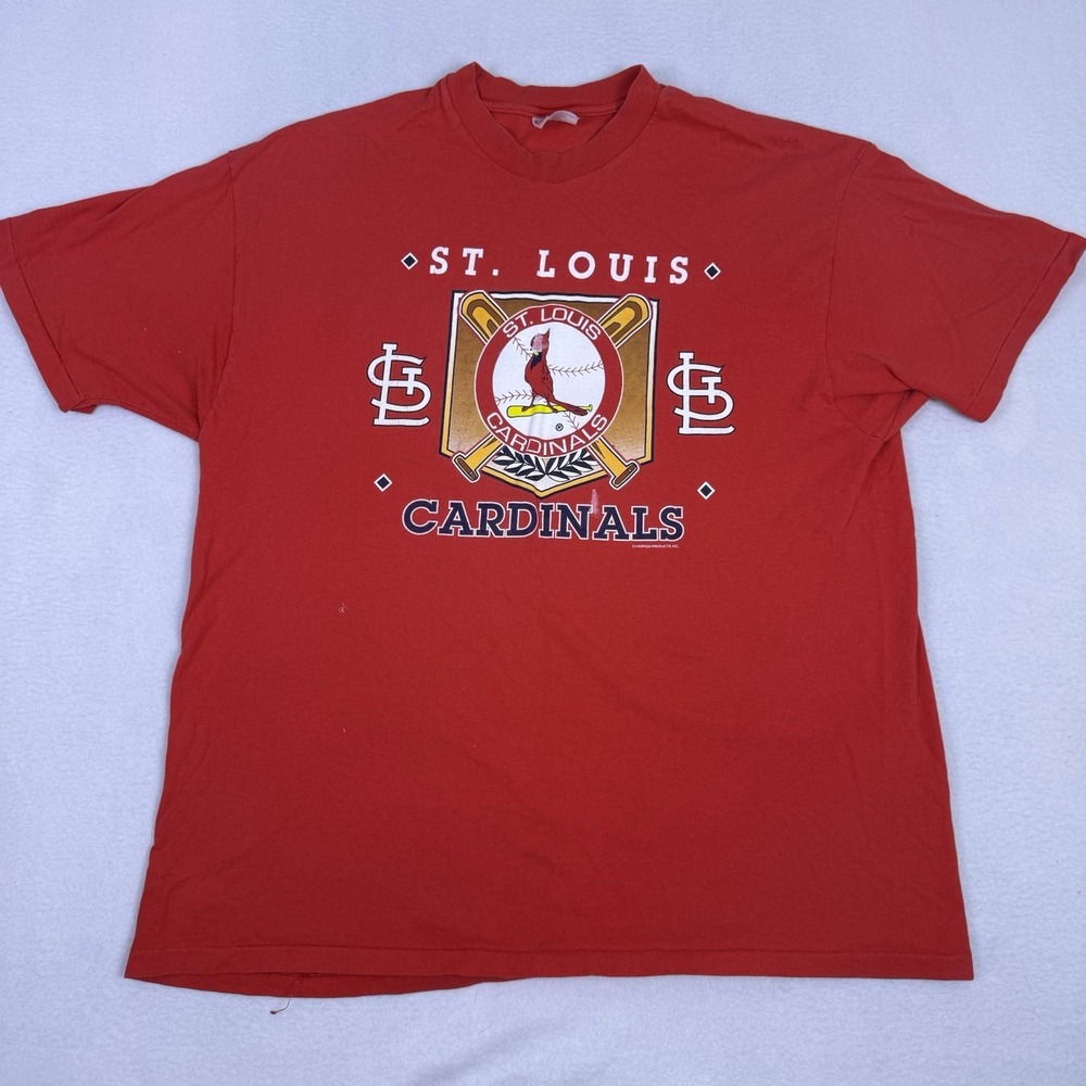 Vintage 90s St Louis Cardinals Hanes Heavyweight T Shirt XXL Made in USA Red